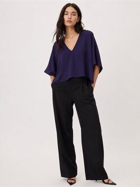 ARITZIA Babaton Deep Purple Oversized Cape V-Neck Blouse XS